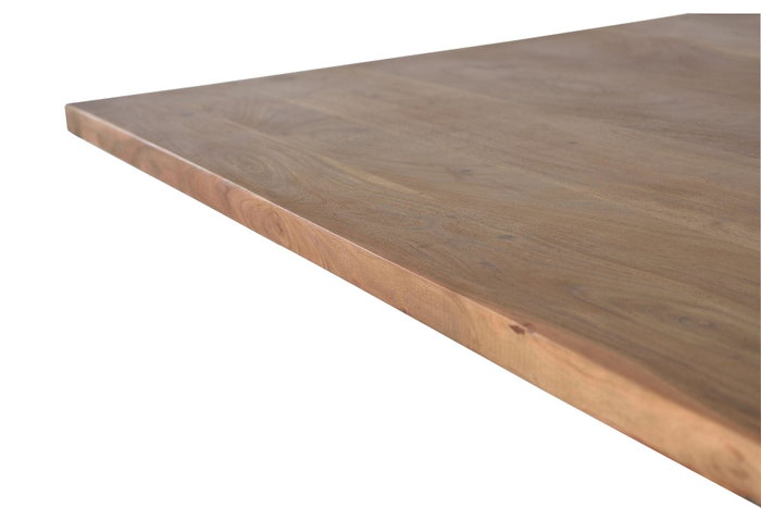 GINER Y COLOMER Table de salle à manger en acacia naturel et pieds en métal noir